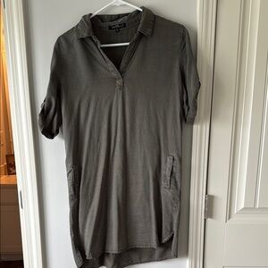 Olive Green Casual Shirt Dress